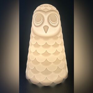 IKEA Solbo White Owl Table Accent Lamp Soft Night Light 9" Corded Switch Calming